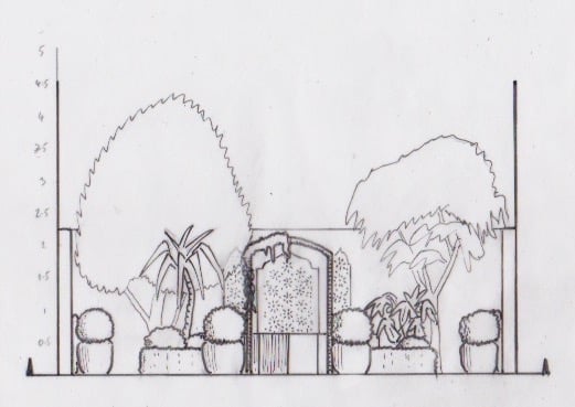 Elevation view of an Islamic style garden design, by Steve