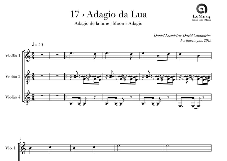 Imagem: parte completa de "Adagio da Lua" do livro "violão em letra e música".