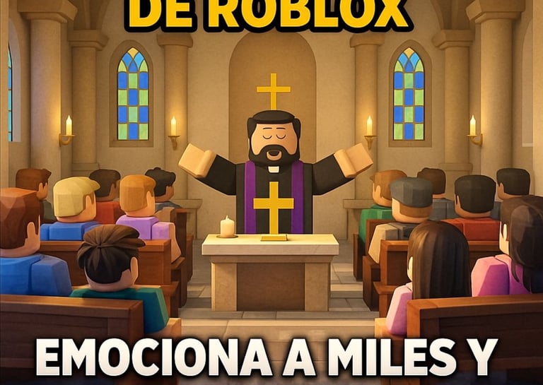 Nueva misa virtual en Roblox que se ha vuelto viral, con jugadores reunidos en un evento especial, a