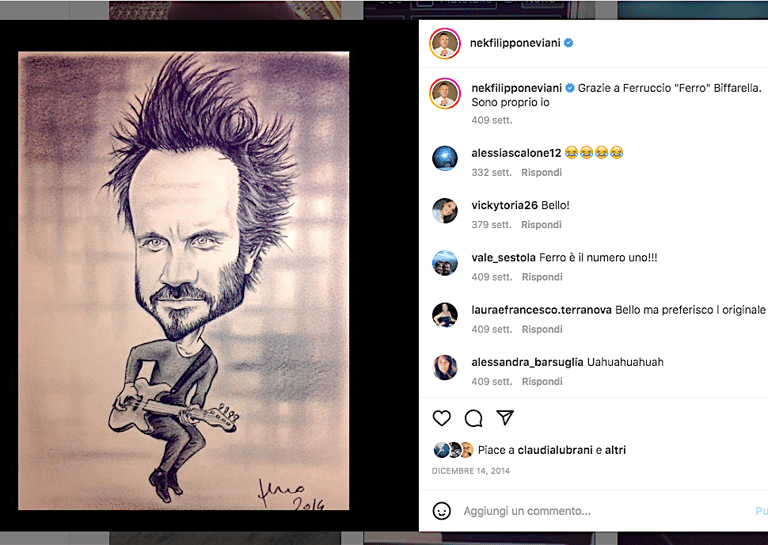 Caricatura Nek su pagina Instagram