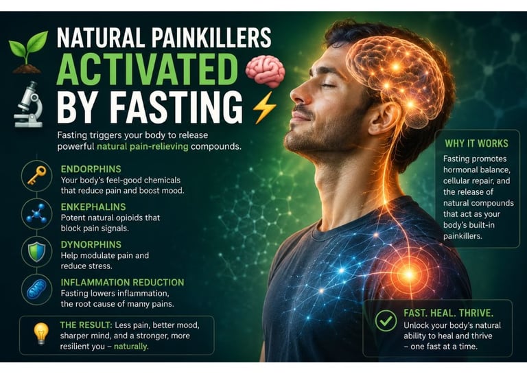 🌱🔬 Natural Painkillers Activated by Fasting 🧠⚡ Fasting doesn’t just reset metabolism—it can also 