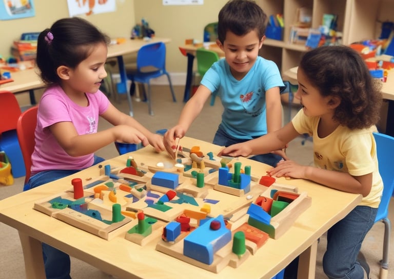 Children playing in a safe and colorful environment.