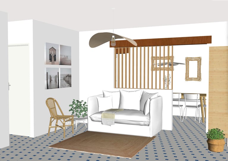vue 3D du projet de rénovation maison Vendée séjour salle à manger