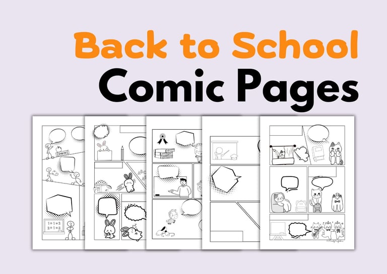 back to school COMIC pages ELL ESL French Spanish German