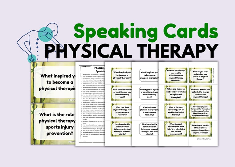 English for Physical Therapists Medical English Speaking Cards ESP