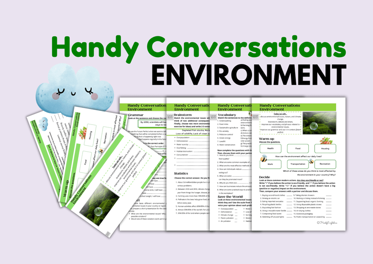 ESL EFL ELL Earth Day & Spring Conversational Lesson Plan: Environment