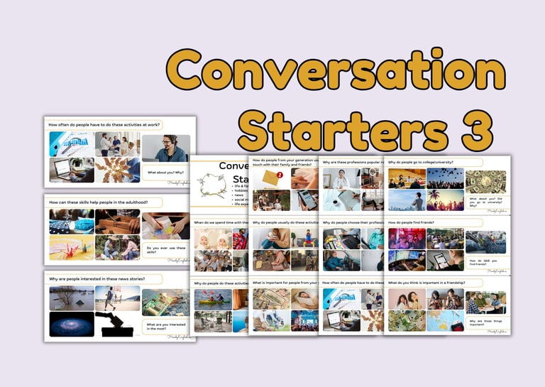 ESL EFL Warm-up activity Conversation Starters Speaking and Vocabulary