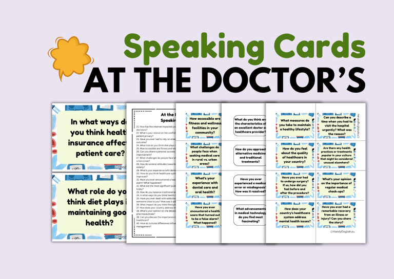 Speaking cards at the doctor medical activities pdf