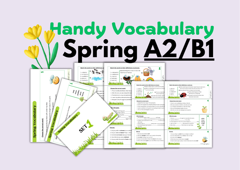 Spring Easter Vocabulary A2 B1 ESL Speaking task cards worksheets