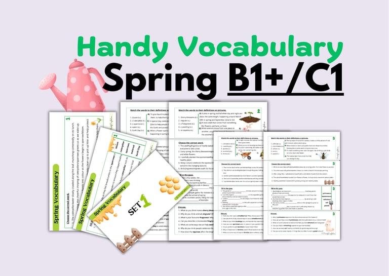 Spring Easter Vocabulary B1 B2 C1 ESL Speaking task cards worksheets