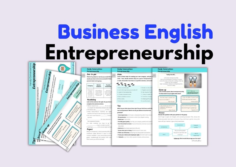 This lesson plan combines Business English, Business Experience, being a CEO, and entrepreneurship