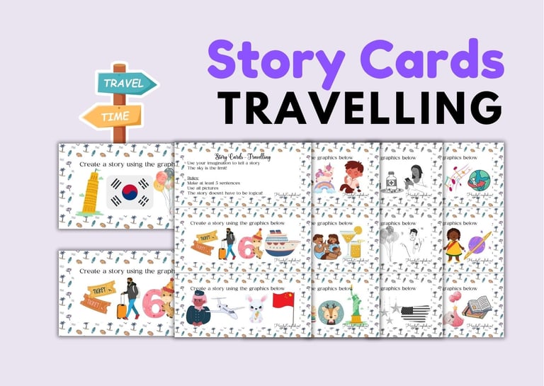 TRAVELLING ELA ESL Creative Task Cards for speaking writing, and vocabulary