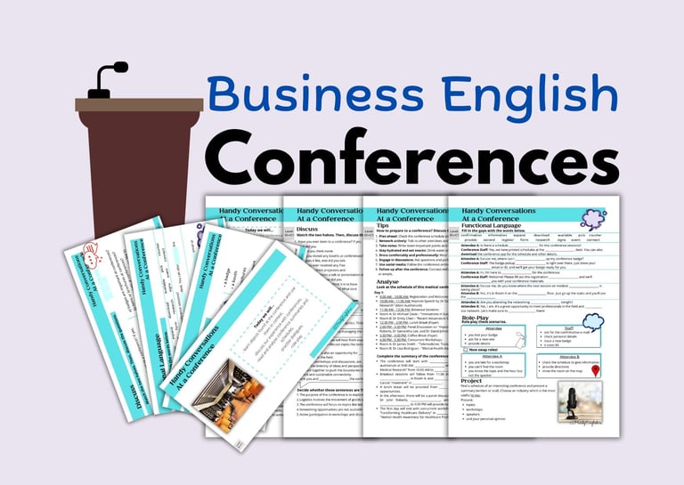 At a Conference Business English ESL reading speaking vocabulary