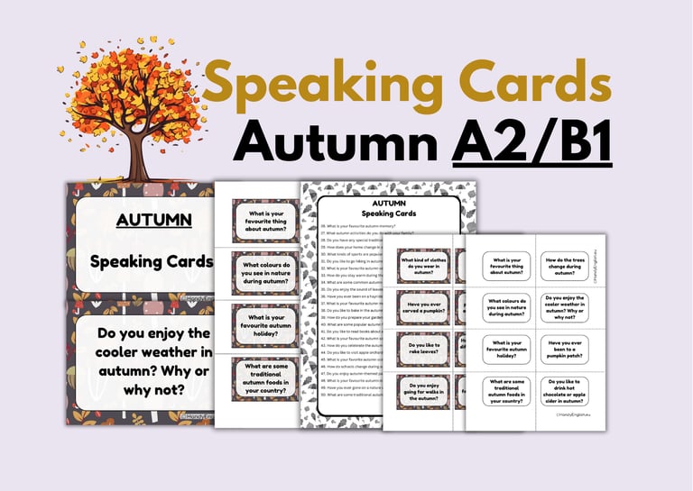 Autumn Speaking Cards Activity ESL Vocabulary Writing Prompts