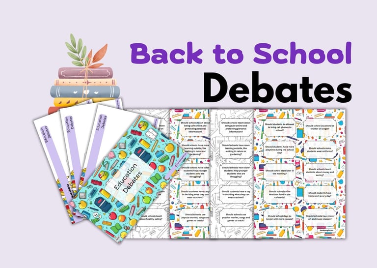 Back to School Education Debates ELA ESL A2B1 Speaking Writing Projects