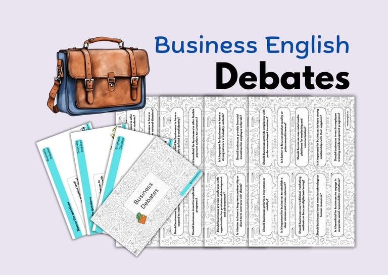 Business Debates ELL ESL Speaking Writing Projects prompts B1 B2 C1