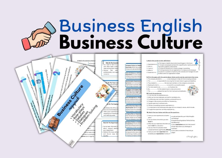 ESL Business English Business Culture Vocabulary Role-Plays Speaking