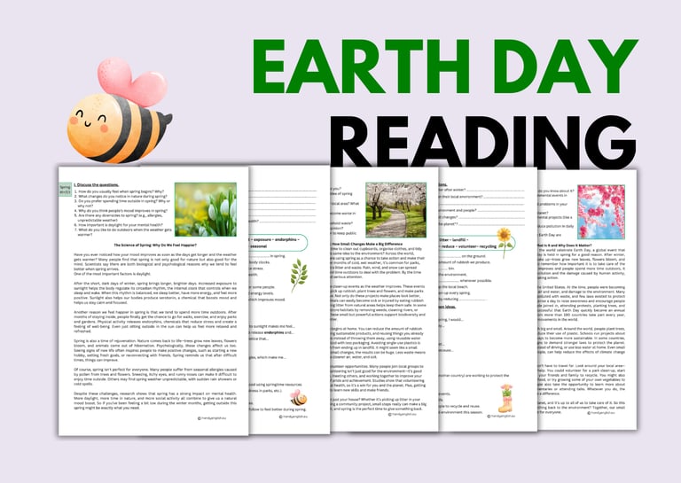 Earth Day and Spring Reading Passages and Comprehension