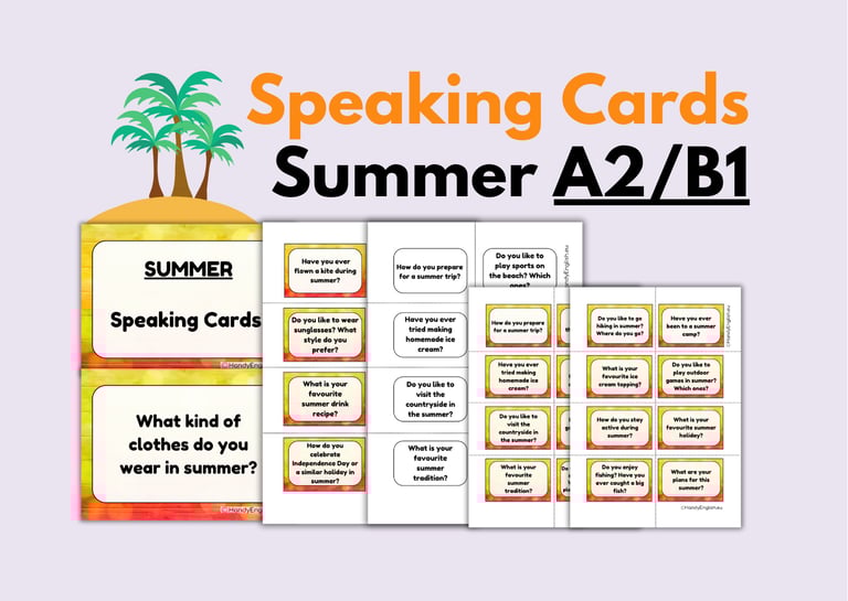 speaking card for summer english lessons