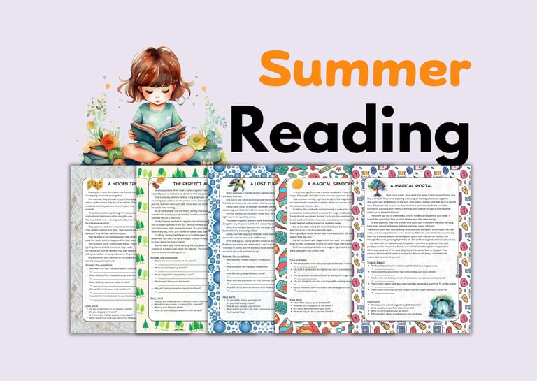 Summer End-of-the-year ELL ESL Reading comprehension Summer Stories