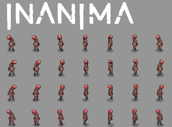 A pixel art sprite sheet of a monster