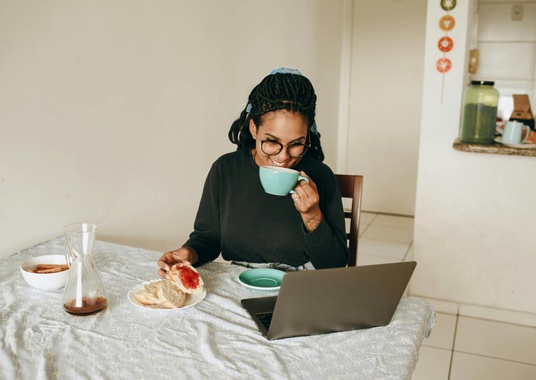 budgeting and enjoying coffee