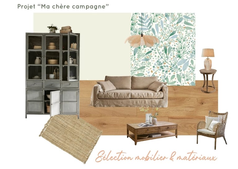 Moodboard sélection matériaux projet Ma Chère Campagne