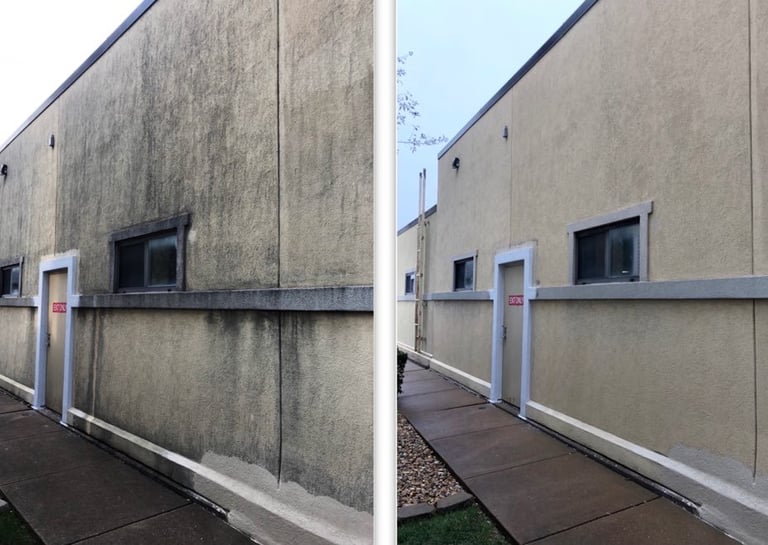 Business entrance before and after cleaned