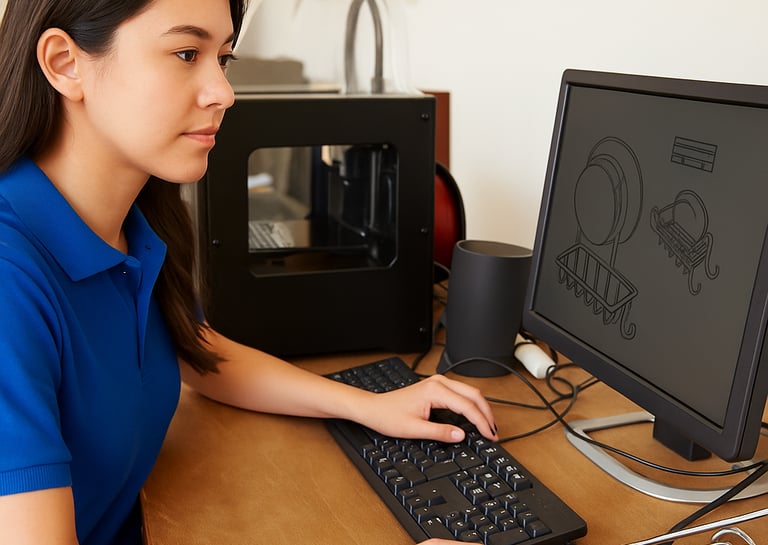 Designer adjusting CAD model of metal storage basket