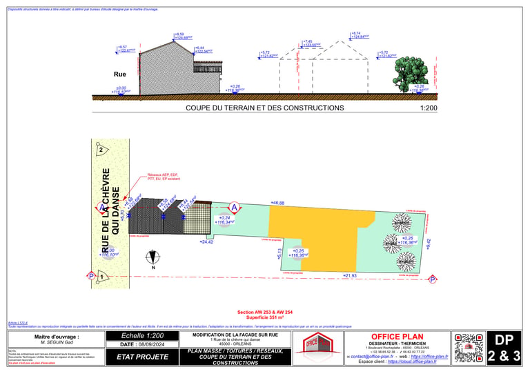 DP2 - plan de masse - modification de façade - déclaration préalable - office-plan orléans