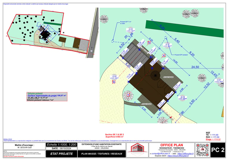 PC2 - plan de masse - extension - permis de construire - office-plan orléans