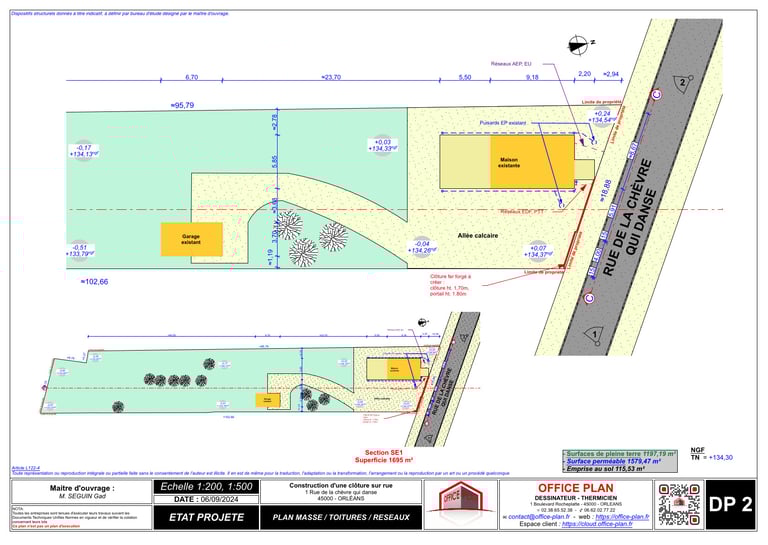 DP2 - Plan masse - clôture - déclaration prealable - office-plan orléans