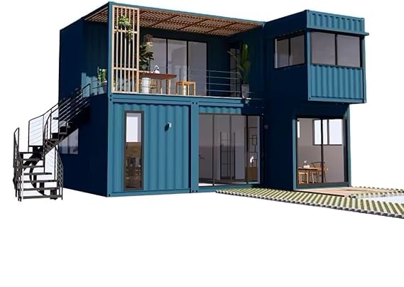 Blue two story container house