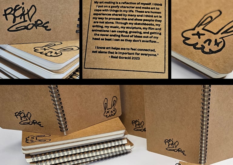 Reid Gore custom block printed sketchbooks