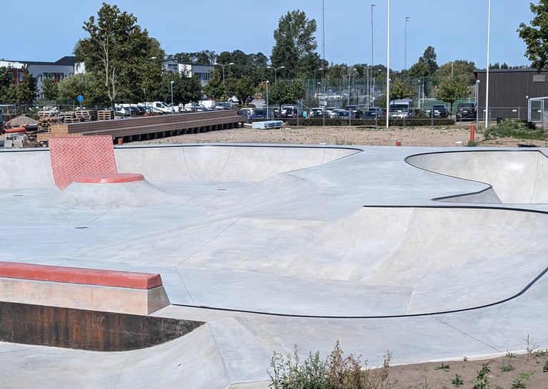 concrete skatepark on the schoolyard 
