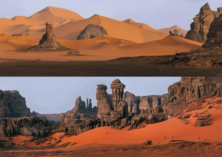 tadrart rouge desert algeria lRed sand dunes landscapesand rocks