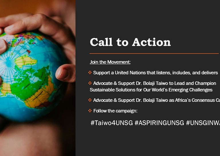Dr Bolaji Taiwo's UNSG Campaign