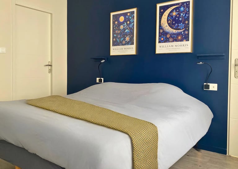 Chambre double calme dans appartement meublé pour professionnels en déplacement