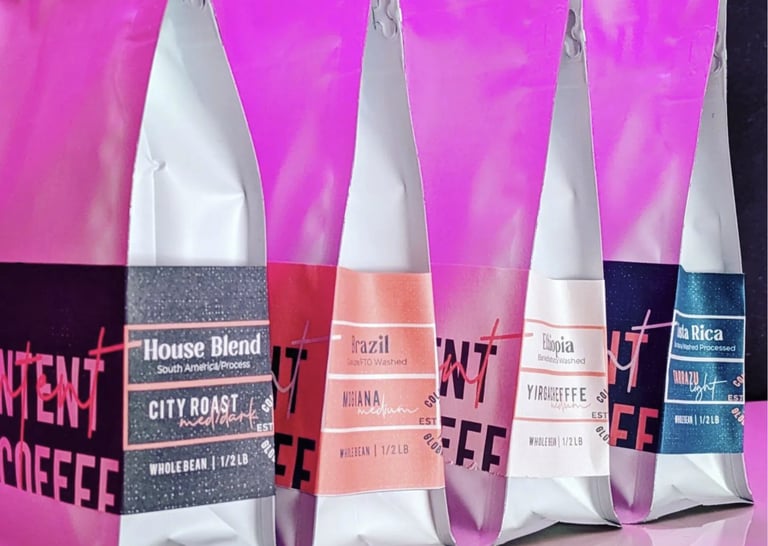 Malcontent Coffee Branding Collateral Bag Labels