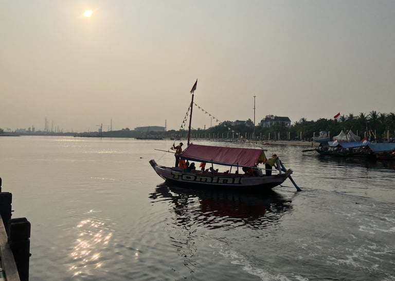 Boat on the sea in Jakarta, Indonesia 