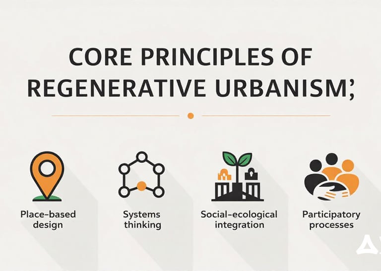 Figure 1: Core principles of regenerative urbanism based on Camrass (2021, 2023) and The Really Rege