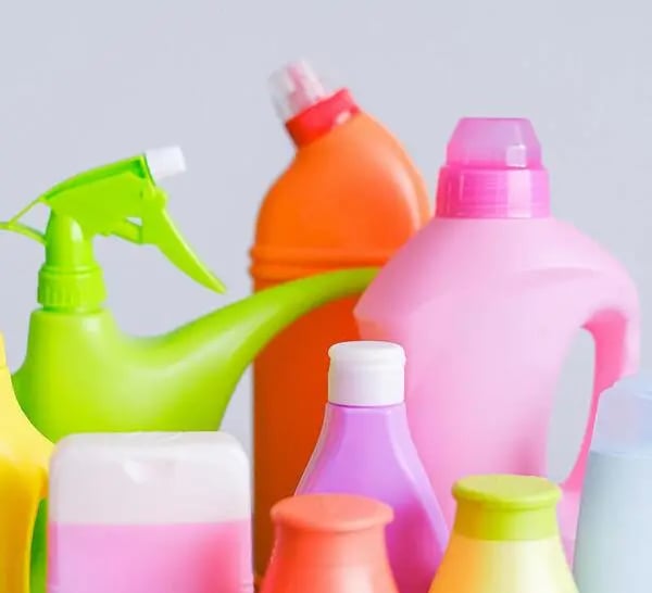 Plastic consumer products such as bottles, containers, and household plastic items