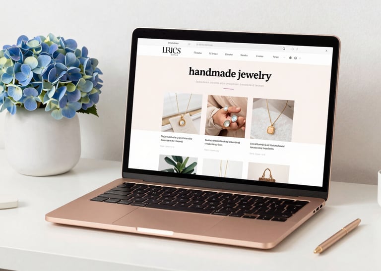 A colorful workspace with sketches and a laptop showing a vibrant website design.