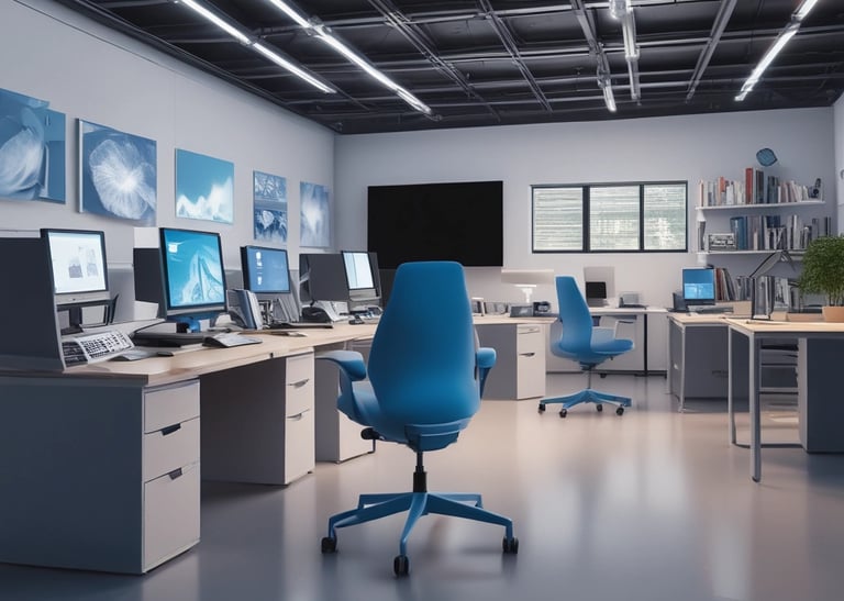 a room with a desk and a chair