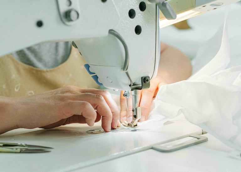 apparel manufacturing, stitching, machines, clothes