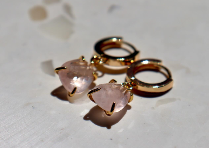 boucles d'oreilles quartz rose