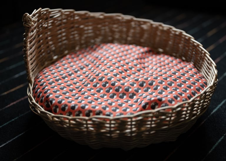 panier-a-chat-en-osier-blanc-et-coussin-rouge-et-noir