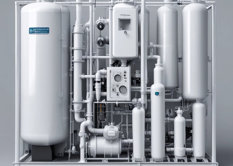 Technician carefully installing a custom water purification system in a modern office kitchen.