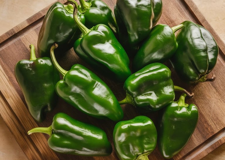 a bunch of peppers on a cutting board