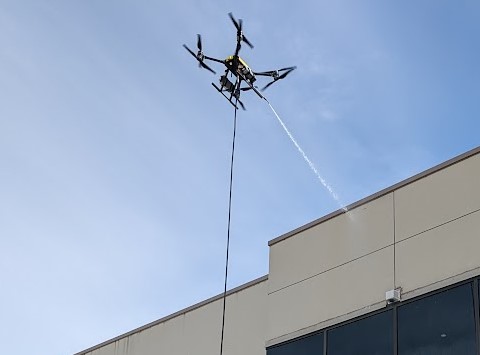 building facade drone pressure washing services